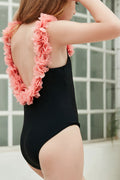 Kids Girls One Piece Flower Decorated Slim Fit Summer Beach Swimwear