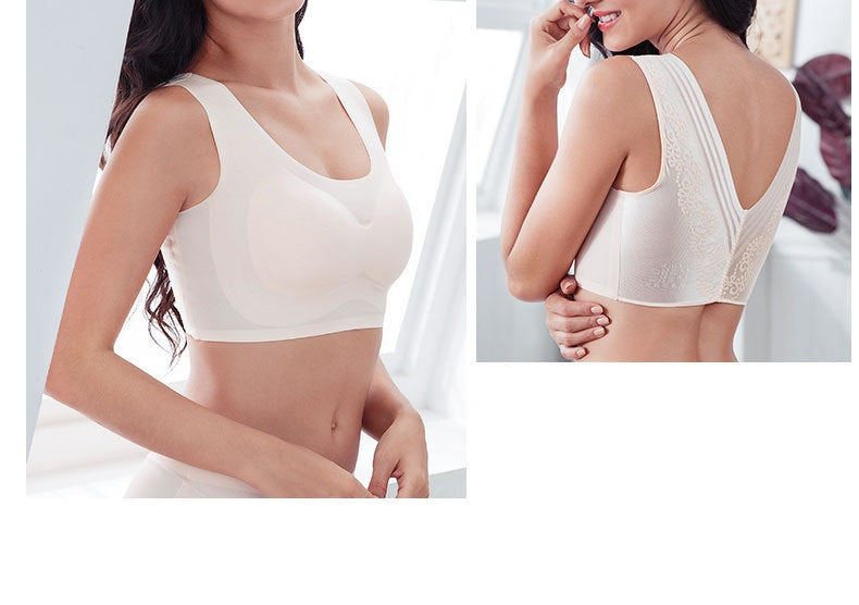 Women Full Cup Solid Colored Lace Up Vest Bra