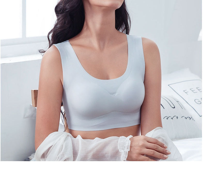Women Full Cup Solid Colored Lace Up Vest Bra