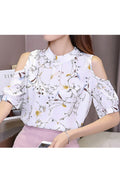 Women Fashion Stand Collar Printed Fashionable Shirt