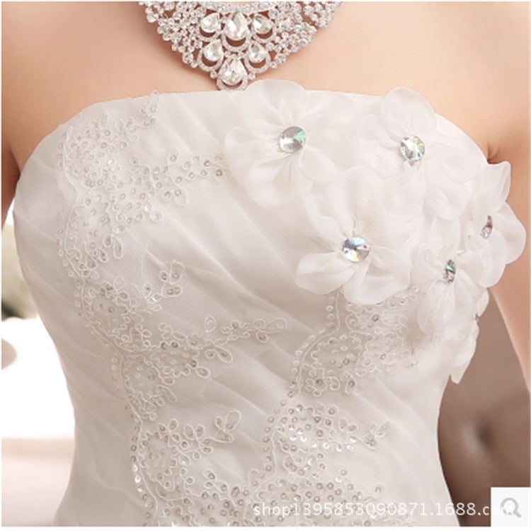 Women Off Shoulder Flower Wedding Dress