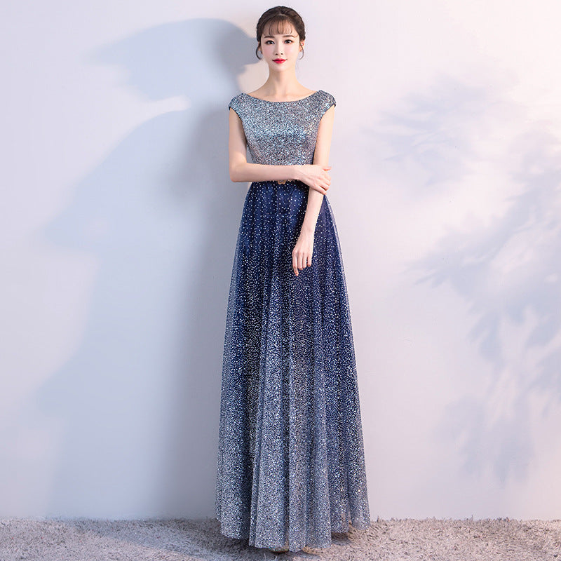Absolutely! Here’s a dreamy and elegant full description for a long starry dress — perfect for evening wear, proms, galas, or fa