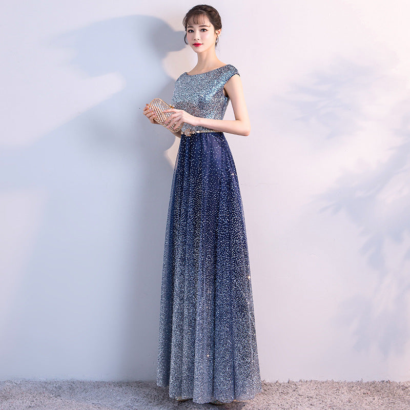 Absolutely! Here’s a dreamy and elegant full description for a long starry dress — perfect for evening wear, proms, galas, or fa