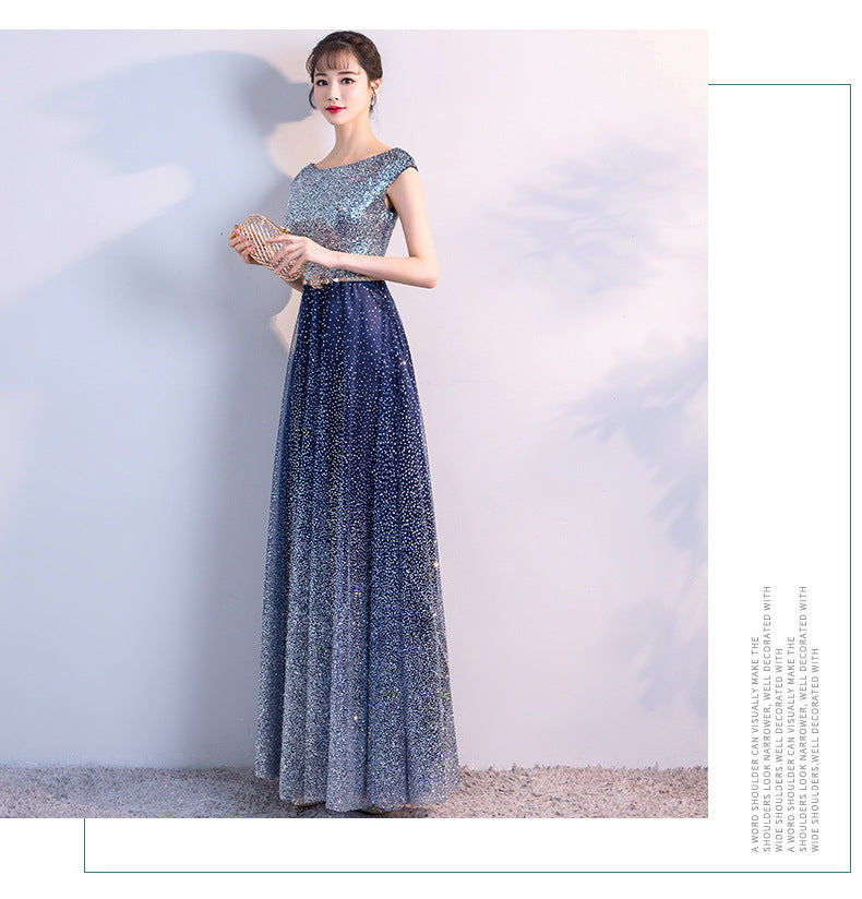 Absolutely! Here’s a dreamy and elegant full description for a long starry dress — perfect for evening wear, proms, galas, or fa