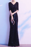 Absolutely! Here's a full, elegant product description for a women’s V-neck evening long banquet dress, ideal for formal dinner