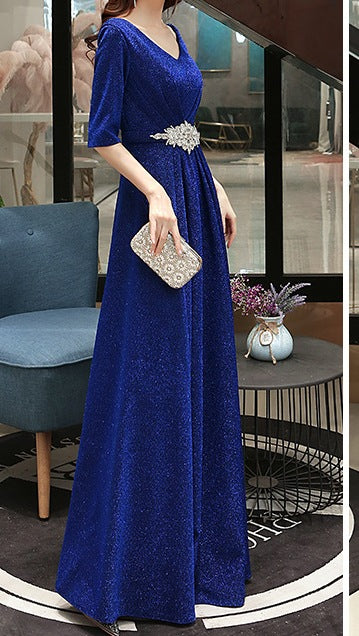 Of course! Here's a full, elegant description for a women's slim long dress