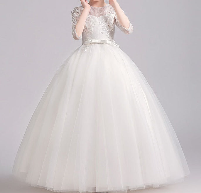 Spring White Princess Birthday & Performance Dress – Elegant, Dreamy & Magical - RAC25ZB294GDRESS