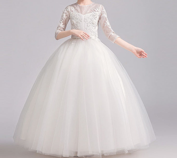 Spring White Princess Birthday & Performance Dress – Elegant, Dreamy & Magical - RAC25ZB294GDRESS