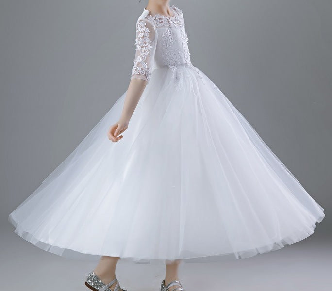 Girls White Gauze Princess Dress – Light, Elegant & Whimsical - RAC25ZB289GDRESS