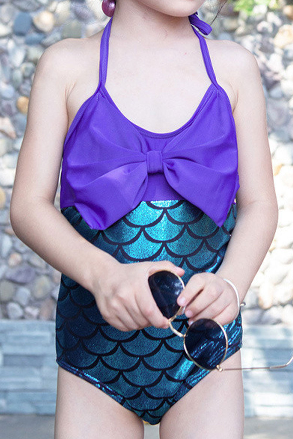 Baby Girls Halter Tie Mermaid Style Bathing One Piece Swimwear