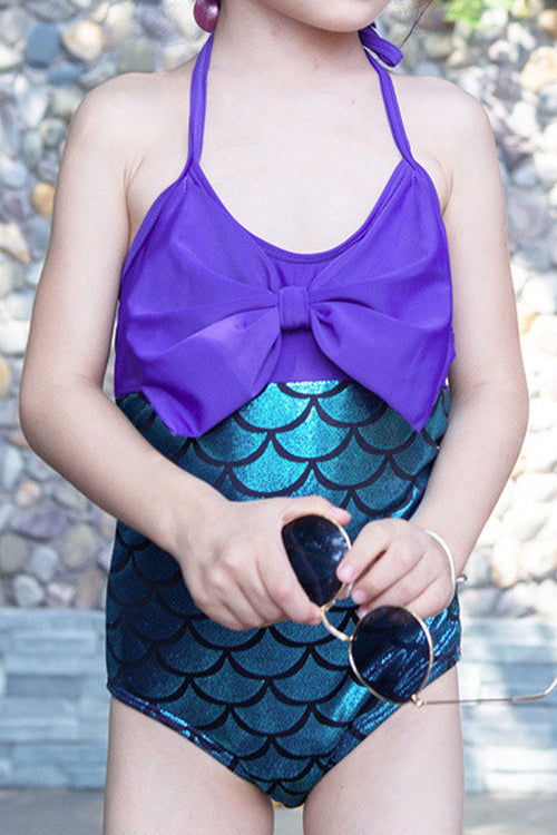 Baby Girls Halter Tie Mermaid Style Bathing One Piece Swimwear