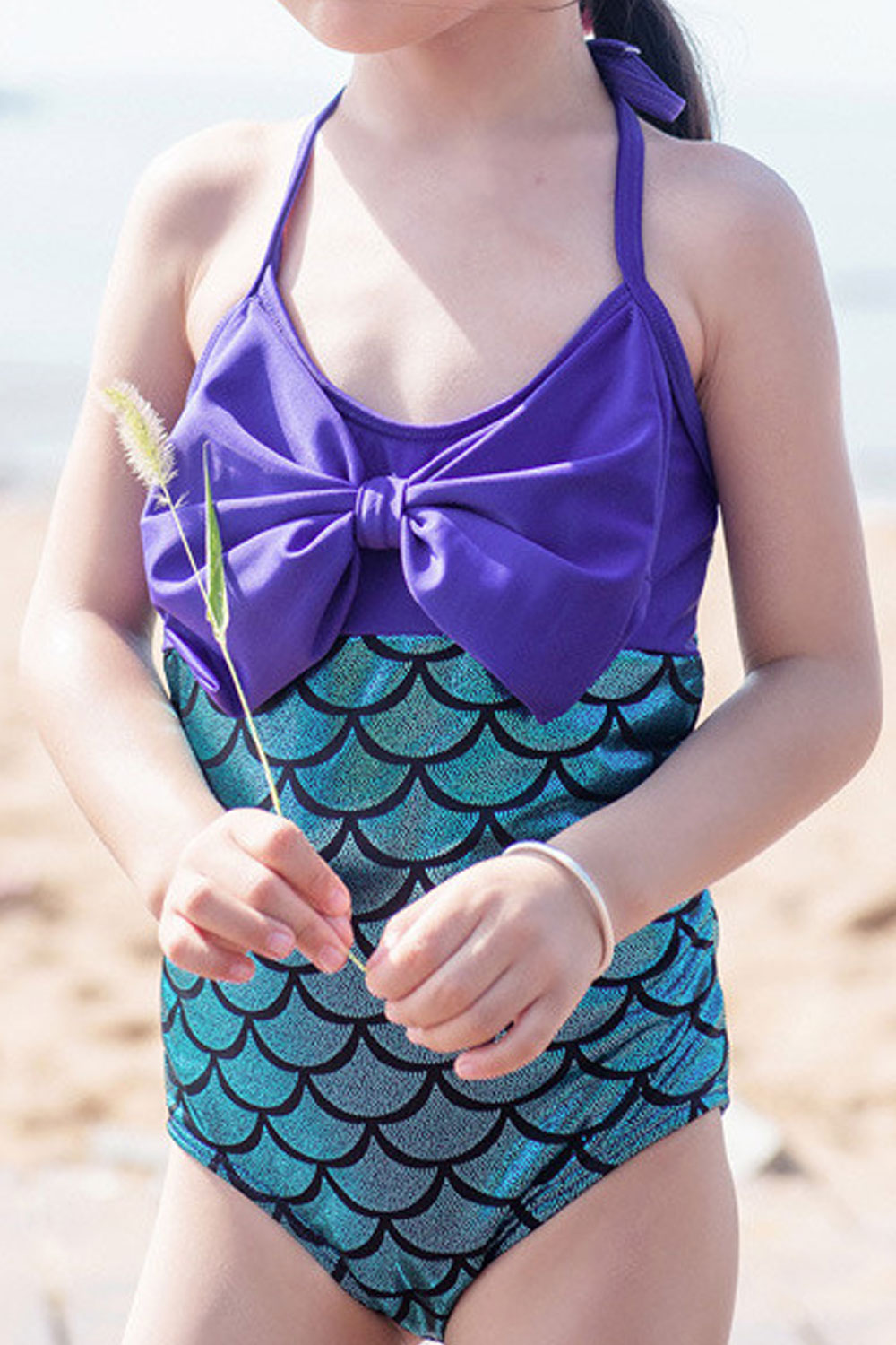 Baby Girls Halter Tie Mermaid Style Bathing One Piece Swimwear