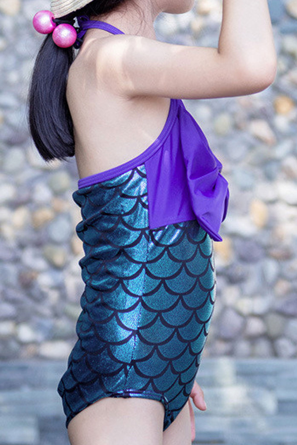 Baby Girls Halter Tie Mermaid Style Bathing One Piece Swimwear