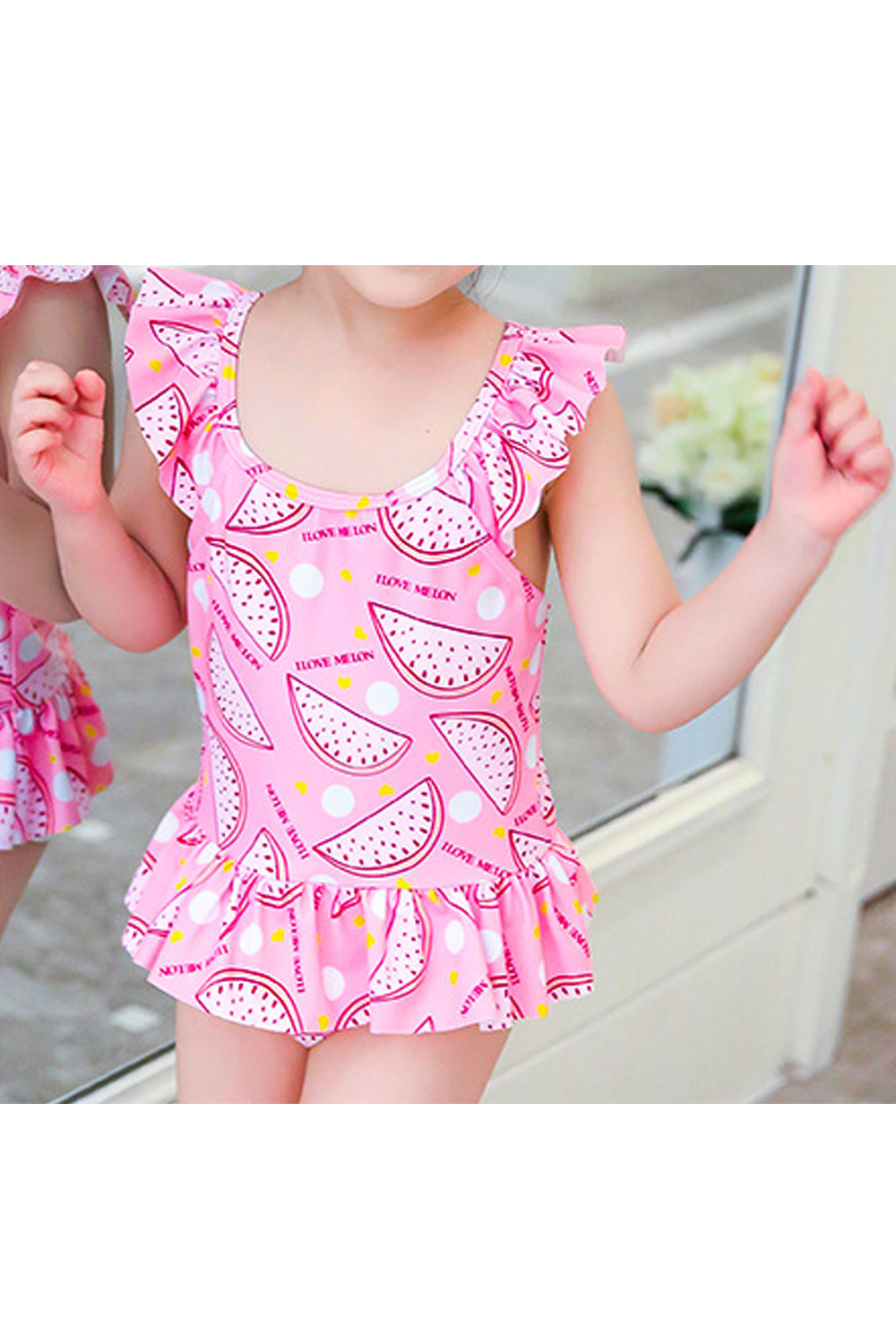 Baby Girls Printed Cross Back Adjustable Strap One Piece Swimwear