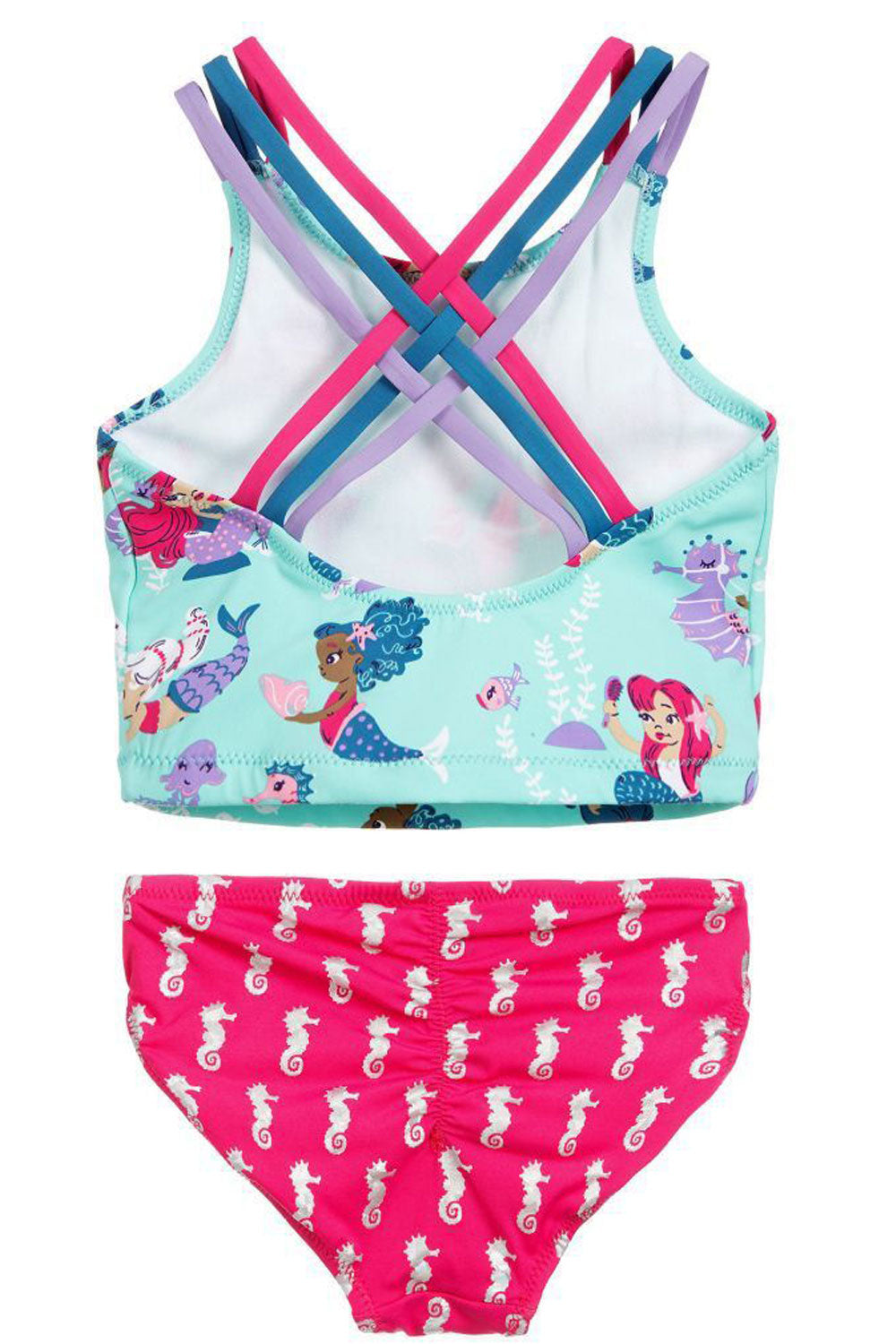 Toddler Girls Cross Strap Two Piece Cartoon Printed Lovely Swimwear