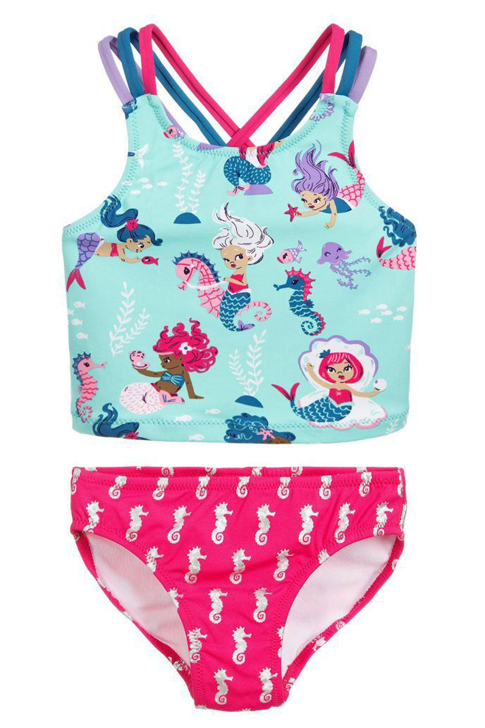 Toddler Girls Cross Strap Two Piece Cartoon Printed Lovely Swimwear