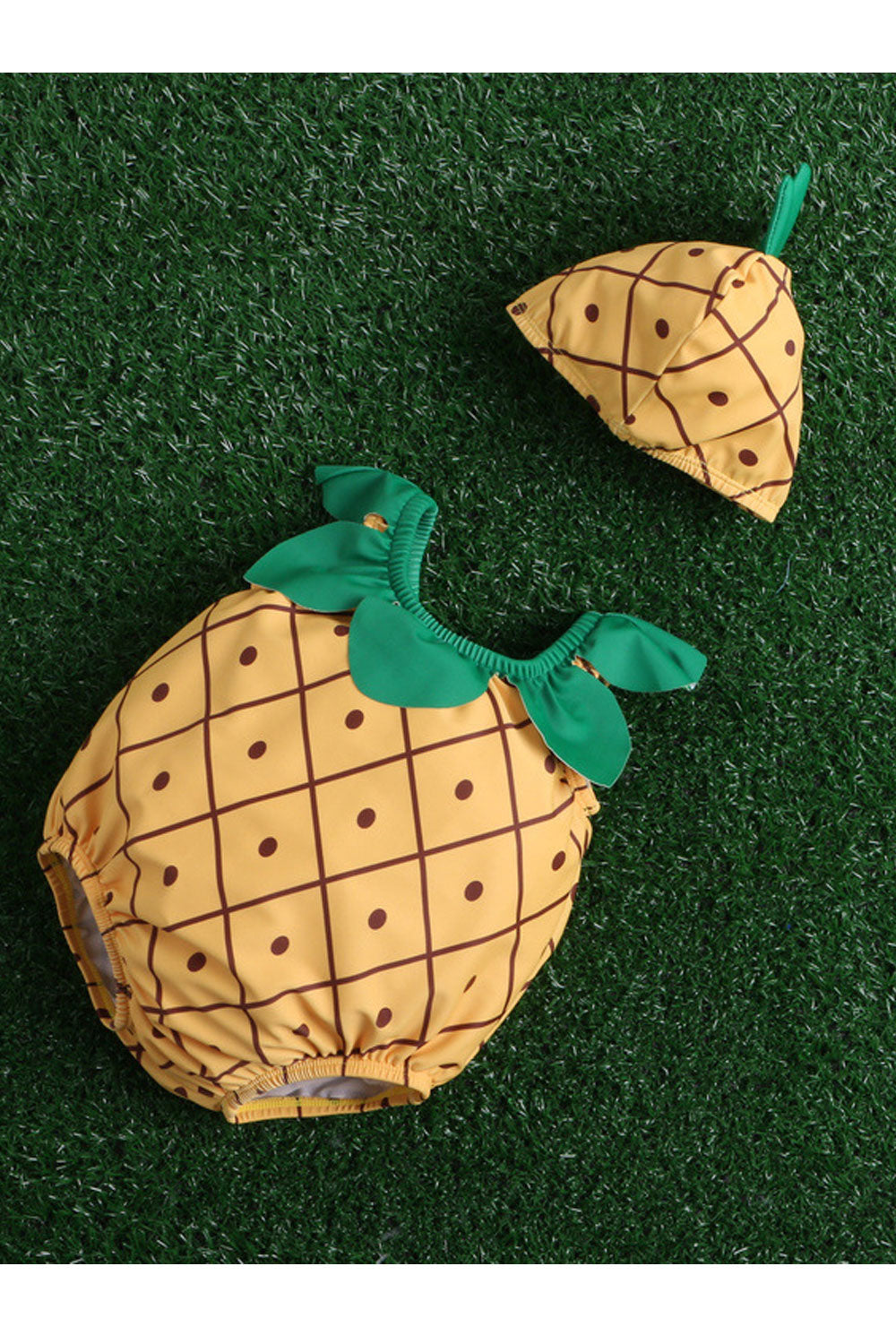 Toddler Girls Pineapple Pattern Easy Round Neck Comfortable Swimsuit