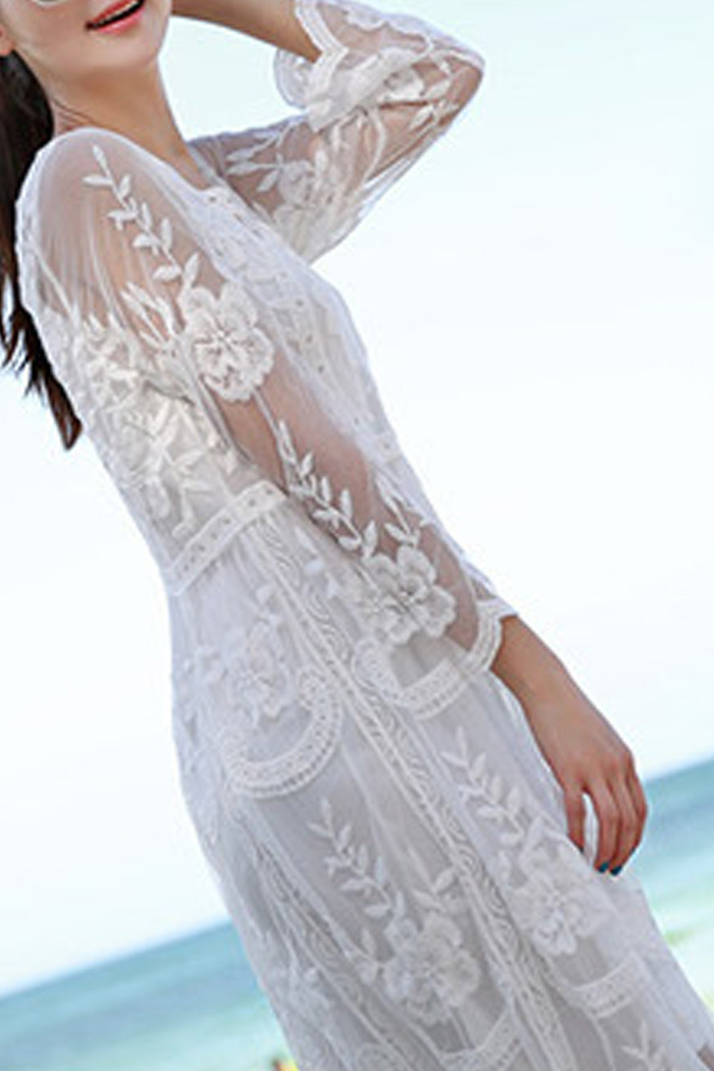 Women Mid Length Thin Breathable Beach Cover-Up