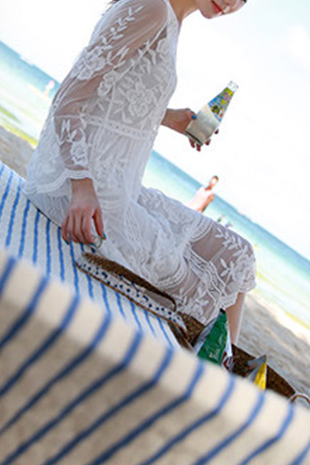 Women Mid Length Thin Breathable Beach Cover-Up