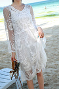 Women Mid Length Thin Breathable Beach Cover-Up