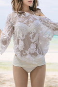 Women Mid Length Off-Shoulder Long Sleeve Cover-Up