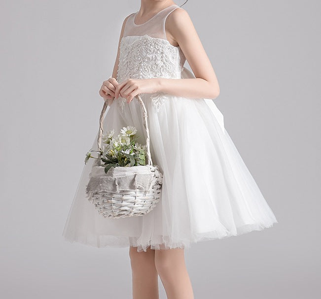 Princess Evening Dress for Girls – Fluffy Yarn Skirt | Flower Girl | Host | Piano Performance - RAC25ZB276GDRESS