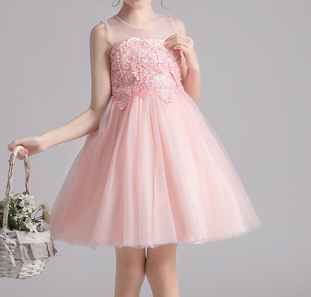Princess Evening Dress for Girls – Fluffy Yarn Skirt | Flower Girl | Host | Piano Performance - RAC25ZB276GDRESS