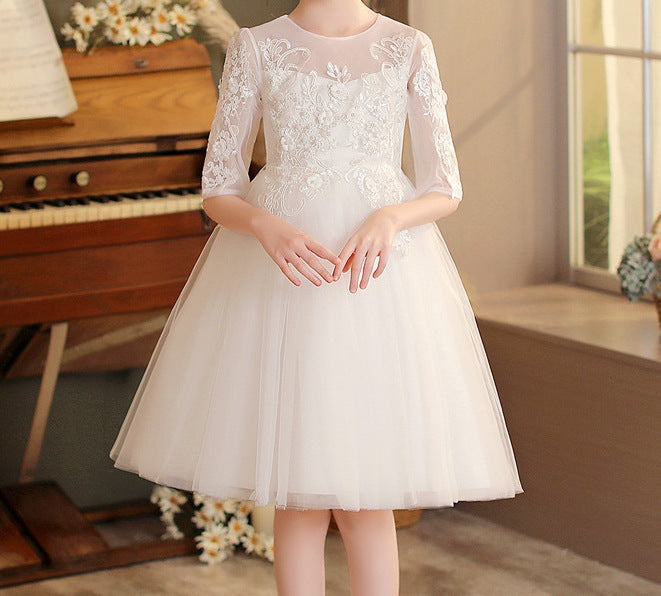 Elegant Embroidered Princess Dress for Girls – Flower Girl Tutu Mesh Skirt - RAC25ZB275GDRESS