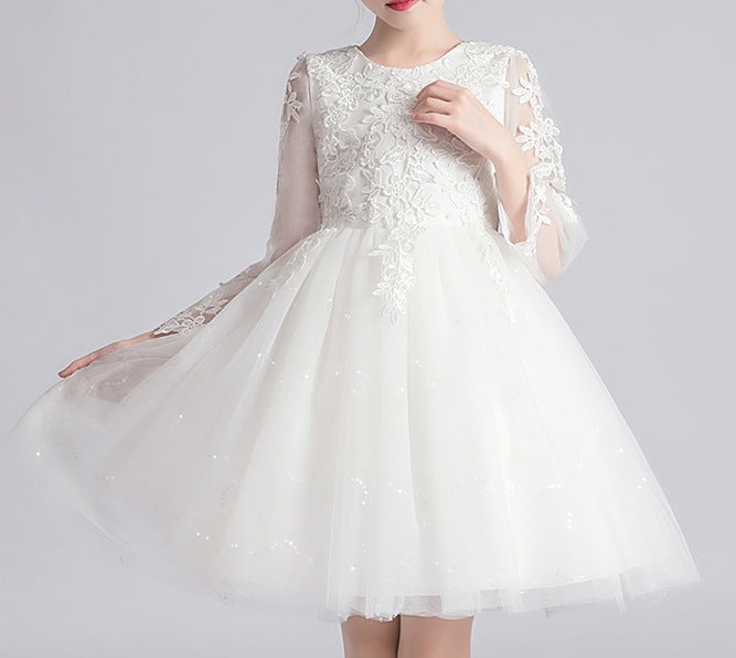 New Mesh Embroidered Princess Dress for Girls – Wedding | Host | Catwalk | Evening Gown - RAC25ZB274GDRESS