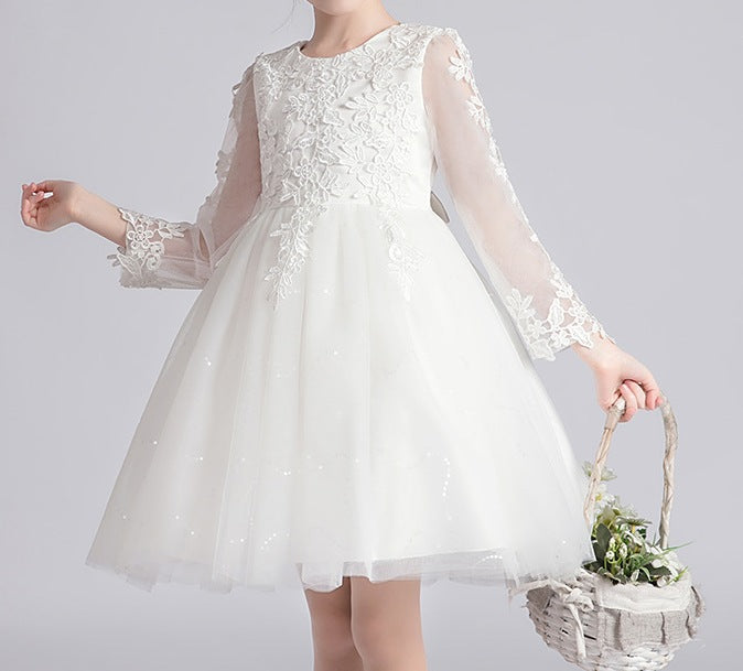 New Mesh Embroidered Princess Dress for Girls – Wedding | Host | Catwalk | Evening Gown - RAC25ZB274GDRESS
