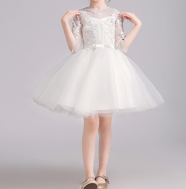 White Princess Dress for Girls – Flower Girl Wedding Gown - RAC25ZB273GDRESS