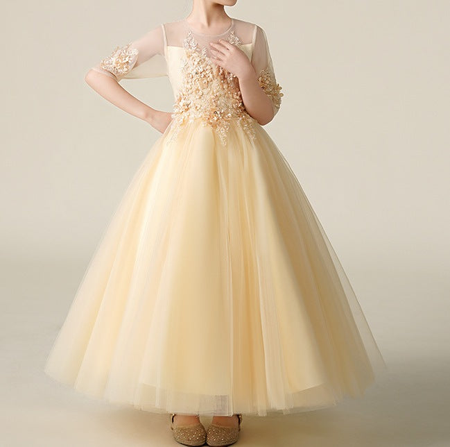 Summer Princess Dress for Girls – Stylish Fluffy Gauze Dress | Piano Performance - RAC25ZB272GDRESS