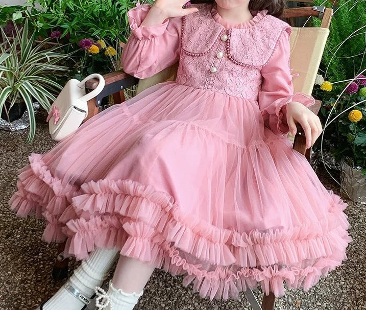 New Autumn Tutu Princess Dress for Girls – Long-Sleeved Cake Skirt Baby Dress - RAC25ZB271GDRESS