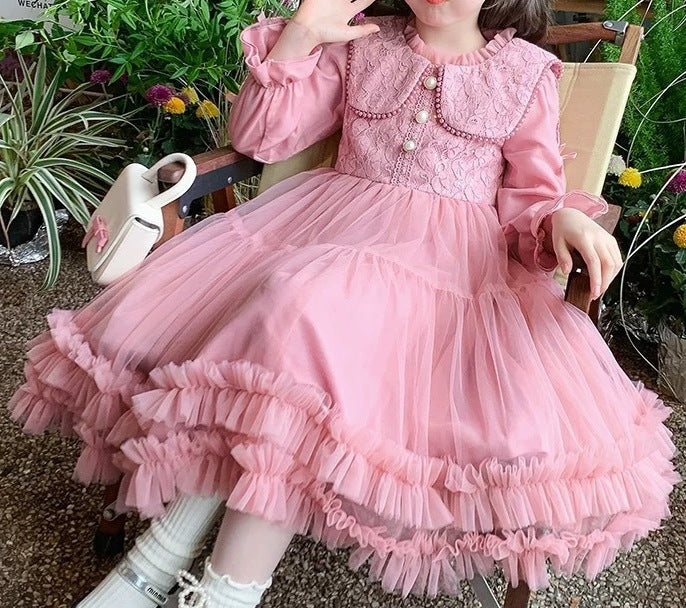 New Autumn Tutu Princess Dress for Girls – Long-Sleeved Cake Skirt Baby Dress - RAC25ZB271GDRESS