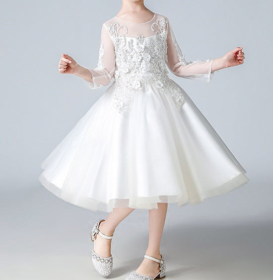 Princess Dress for Girls – Tulle Skirt Flower Girl Birthday Wedding Dress - RAC25ZB269GDRESS