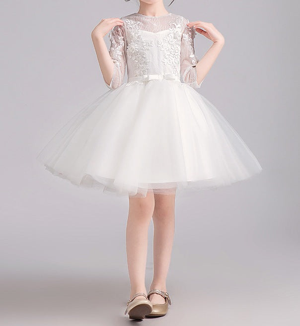 New Spring White Birthday Princess Performance Dress for Girls - RAC25ZB268GDRESS