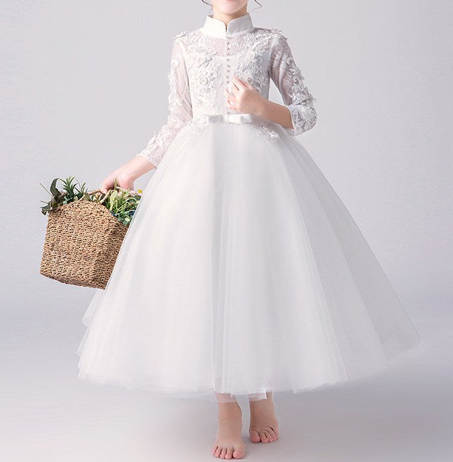 New Spring White Birthday Princess Performance Dress for Girls - RAC25ZB268GDRESS