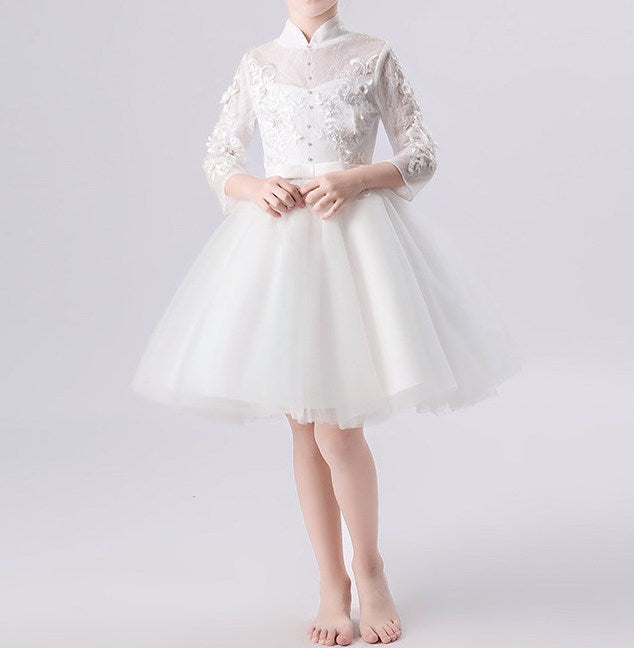 New Spring White Birthday Princess Performance Dress for Girls - RAC25ZB268GDRESS