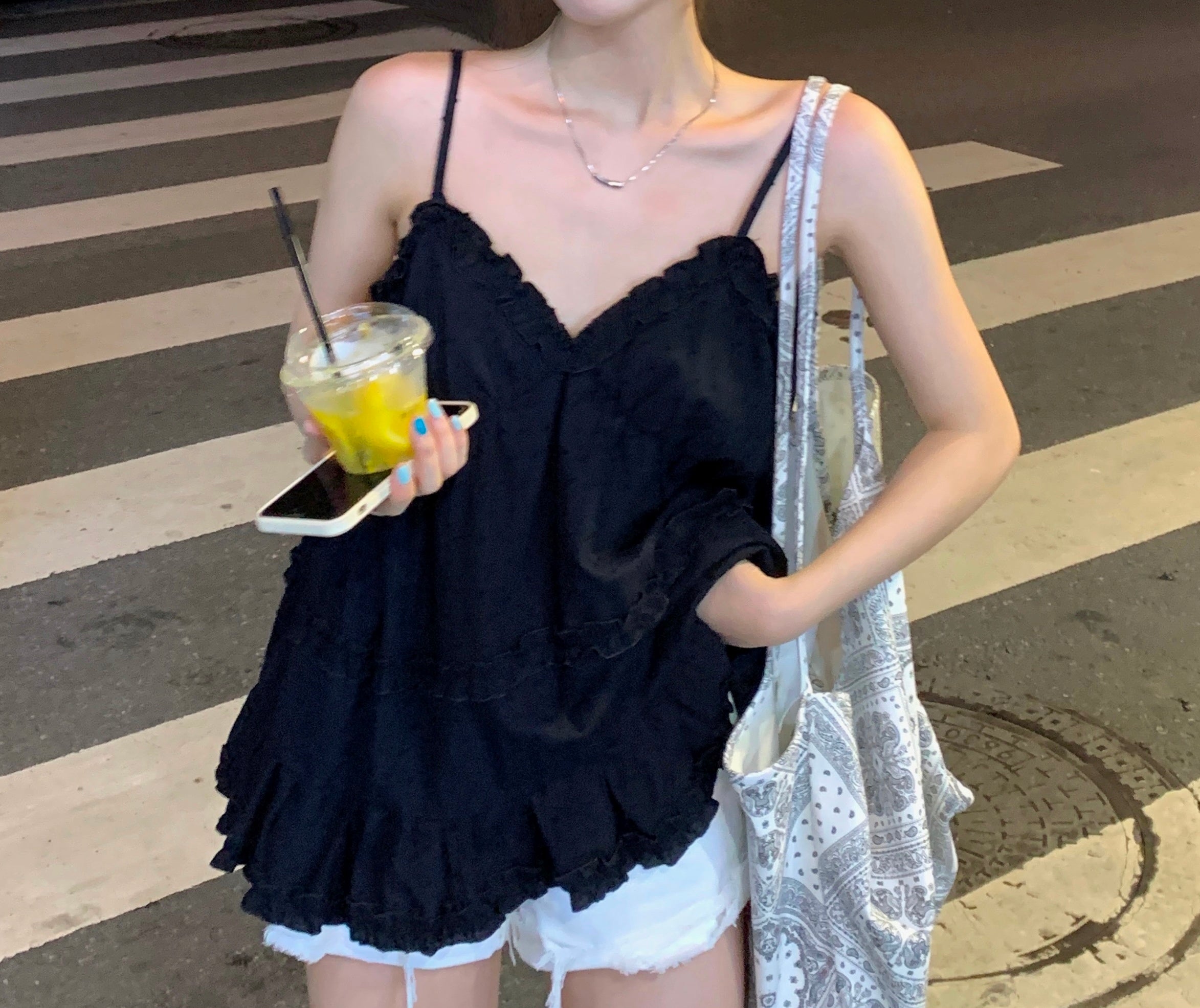 Seaside Holiday French Style Small Camisole - Romantic Summer Top for Women