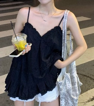 Seaside Holiday French Style Small Camisole - Romantic Summer Top for Women
