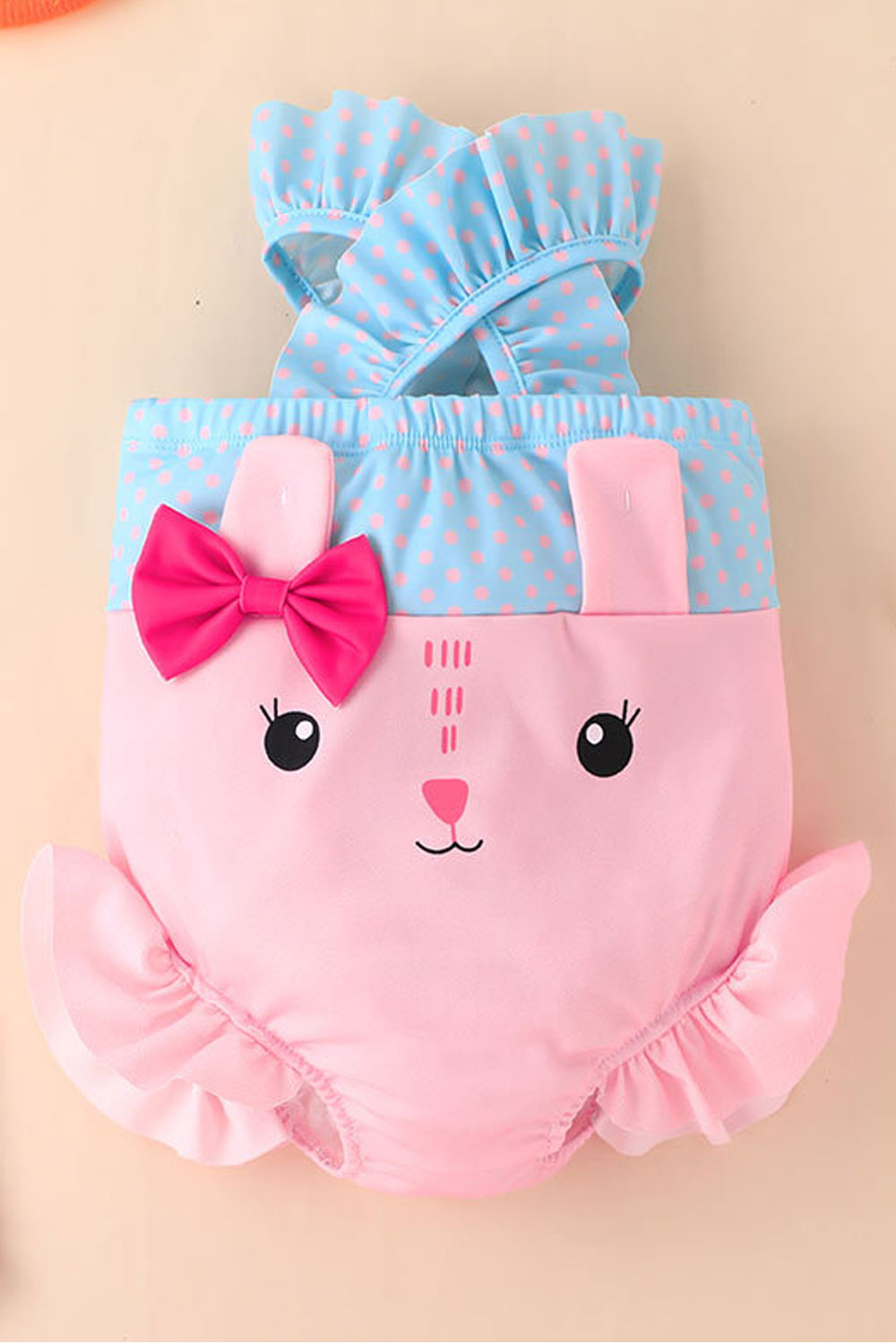 Baby Girls Stylish Bow Decoration Bathing Suit One Piece Swimwear
