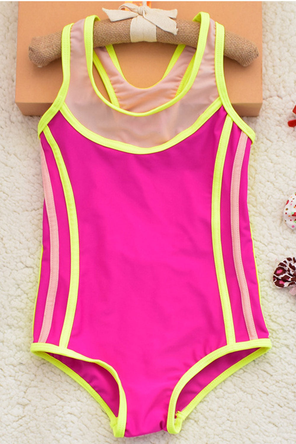 Toddler Girls Easy Sleeveless Comfy One Piece Swimsuit