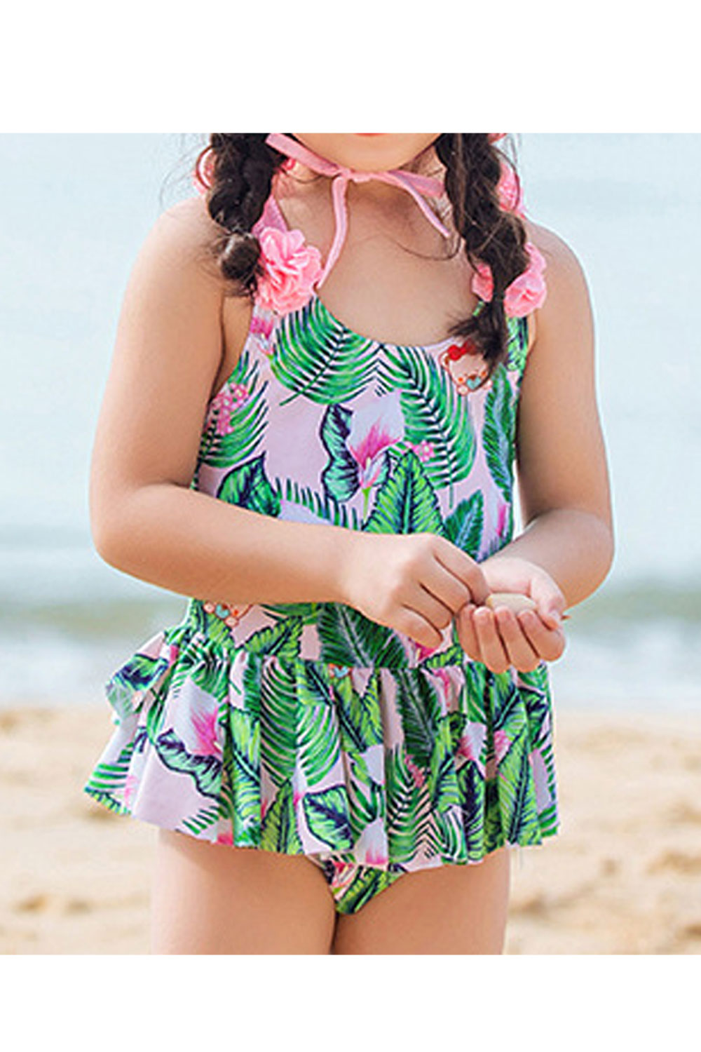 Toddler Girls Floral Printed Beautiful One Piece Swimsuit