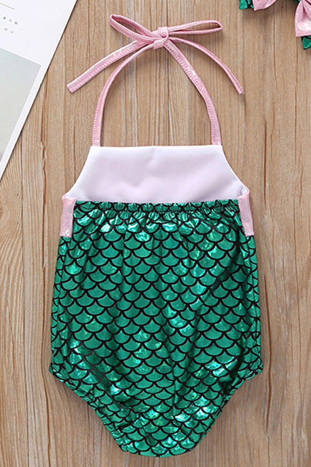 Toddler Girls Bow Attached One Piece Strap Neck Convenient Soft Swimsuit