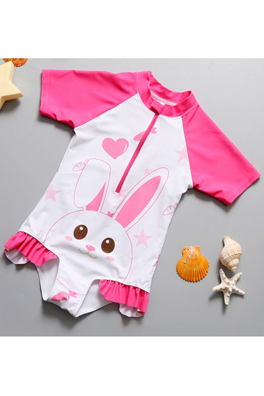 Toddler Girls Cute Cartoon Printed Short Sleeve Breathable Swimsuit