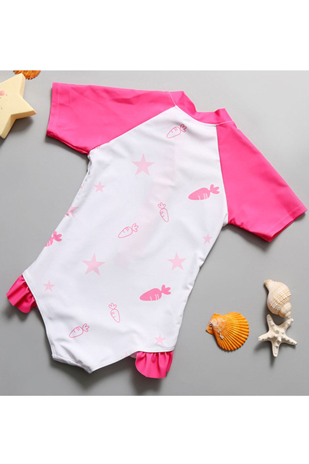 Toddler Girls Cute Cartoon Printed Short Sleeve Breathable Swimsuit