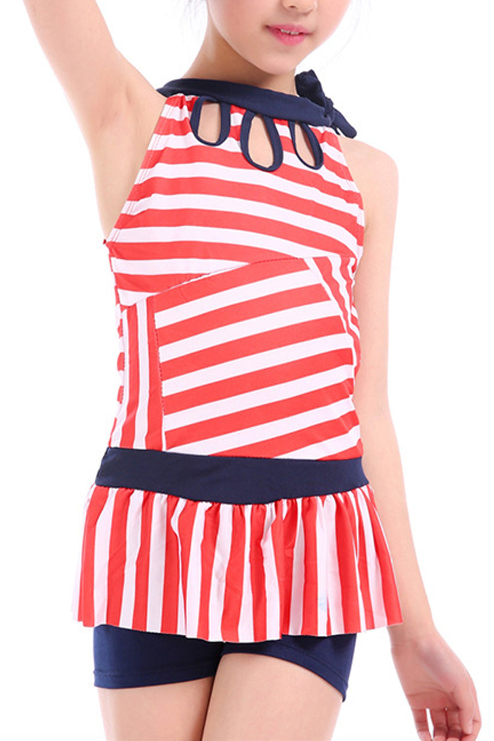 Baby Girls Keyhole Neck Striped Beach Holiday Swimwear