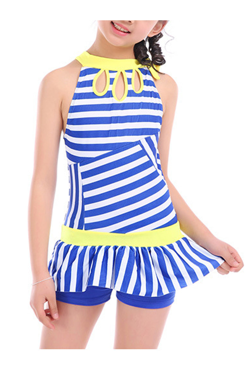 Baby Girls Keyhole Neck Striped Beach Holiday Swimwear