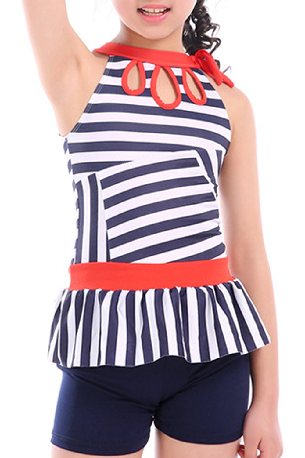 Baby Girls Keyhole Neck Striped Beach Holiday Swimwear