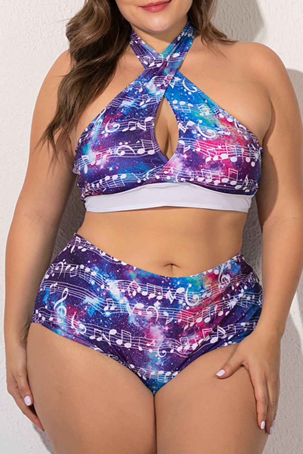 Women Pretty Two Piece High Waist Printed Style Swimwear